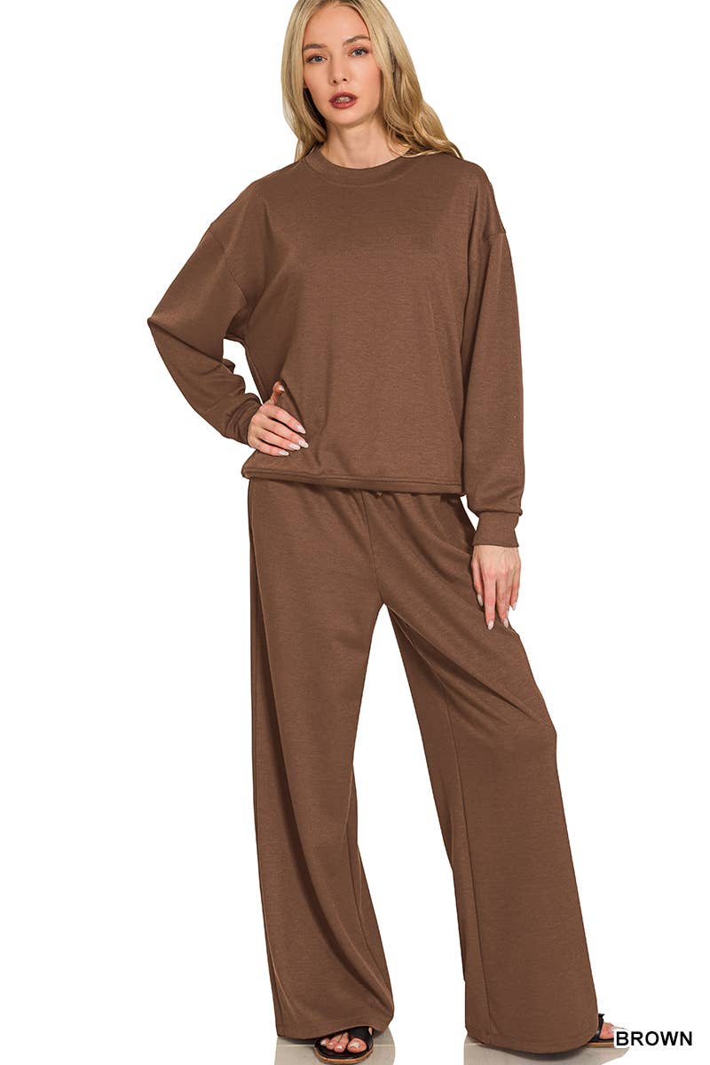 Sunday Snuggle Scuba Crewneck Pullover & Pants 2 Piece Set