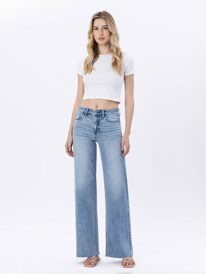 RUBY RAW HEM WIDE JEANS