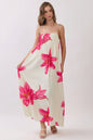 Sun Rise Floral Pleated Maxi Dress with Adjustable Straps