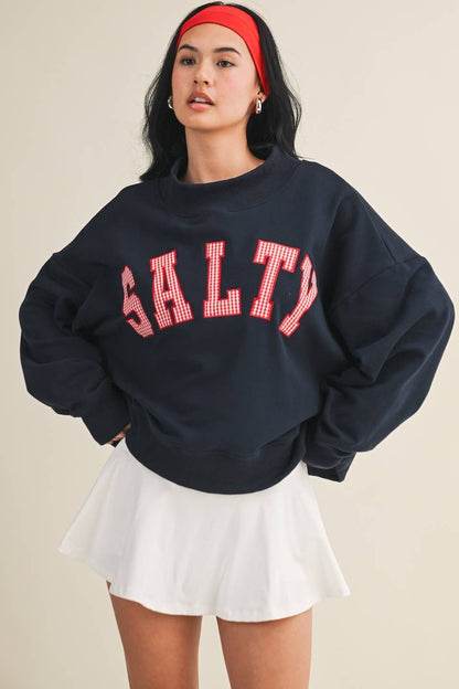 Salty Oversized Mock Neck Sweatshirt