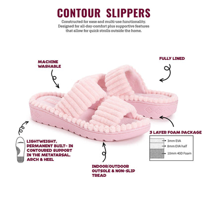 MUK LUKS Women's Ribbed Terry Slide Comfort Contour Slipper