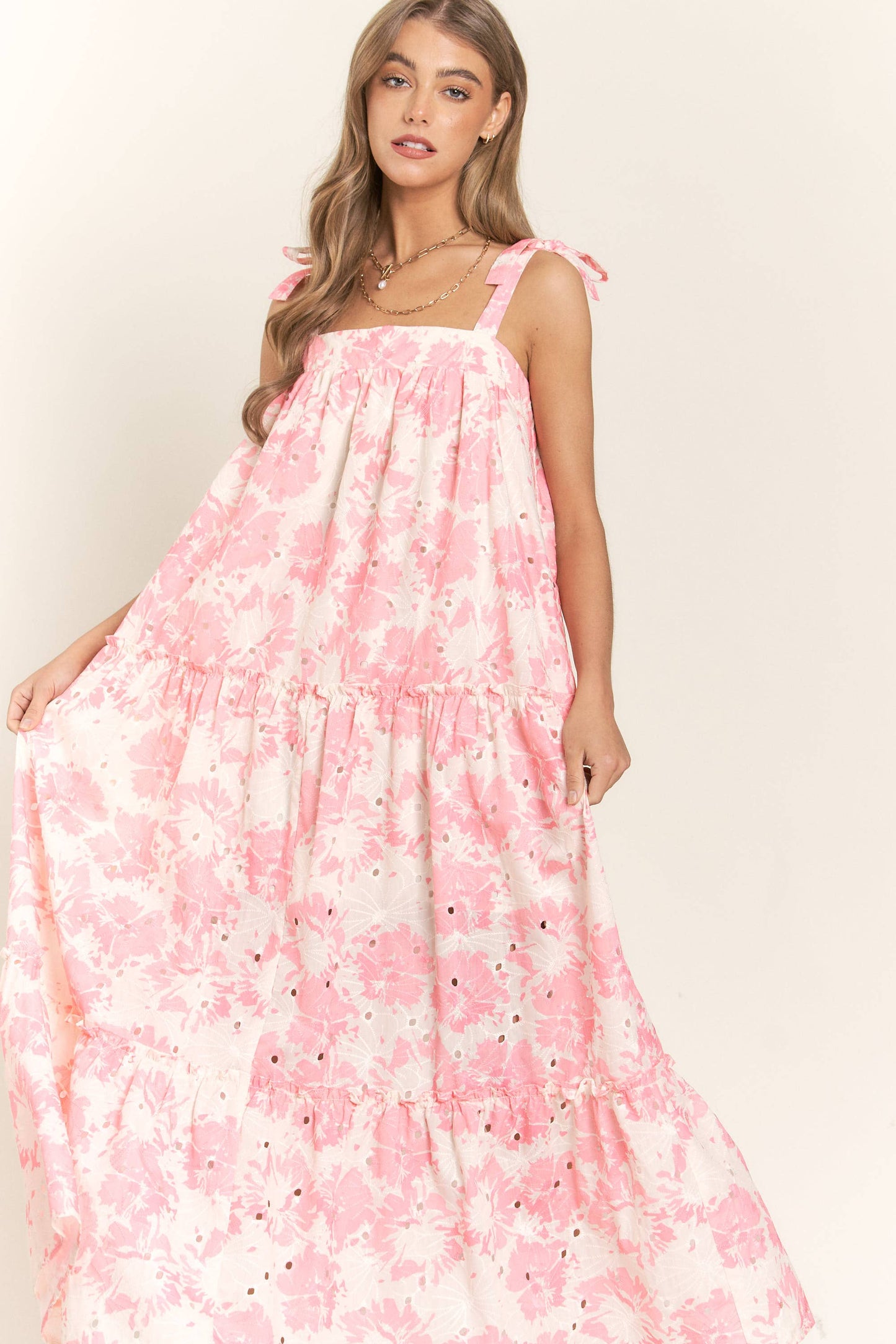 Rachael Floral Bandeau Maxi Dress With Tie Straps