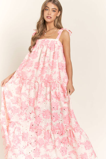Rachael Floral Bandeau Maxi Dress With Tie Straps