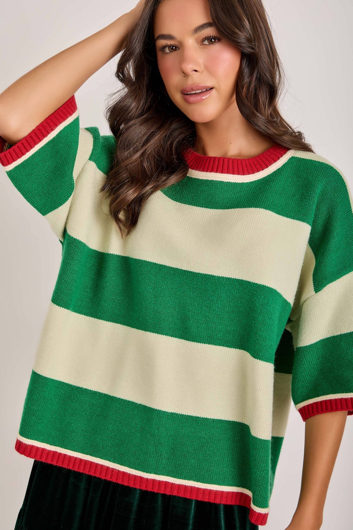 CHRISTMAS WIDE STRIPE LOOSE FIT SWEATER