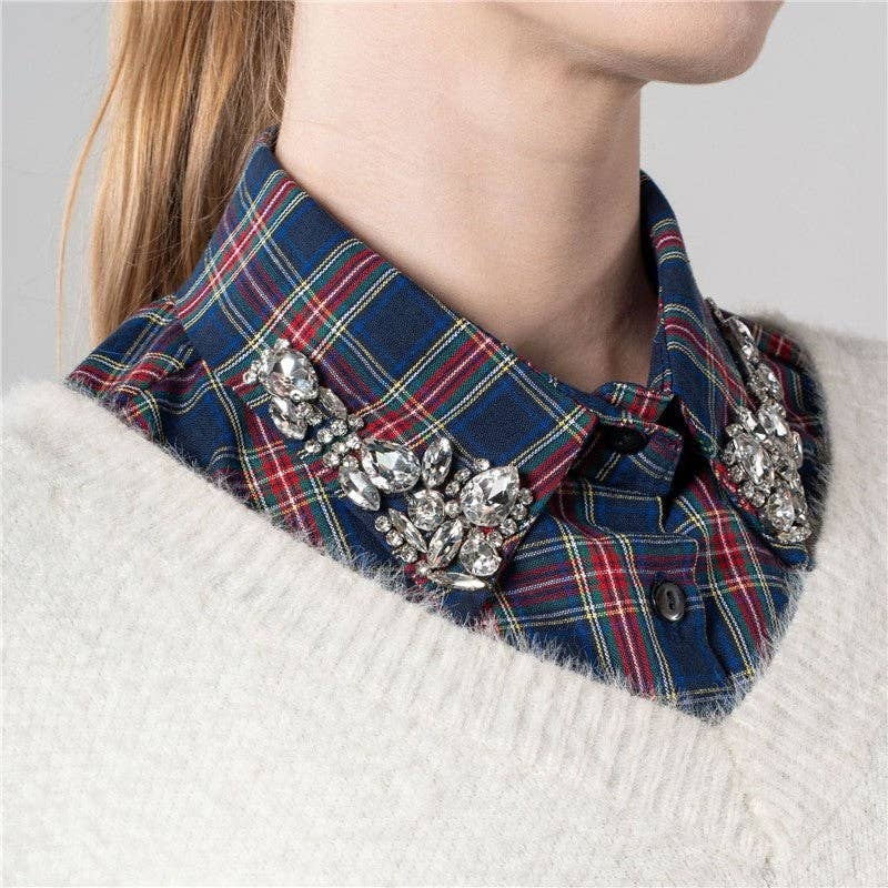 Diamond Studded Detachable Shirt Collar