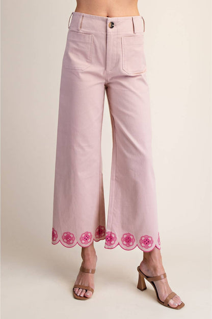 Harper Colette Scallop-Hem Wide-Leg Pants