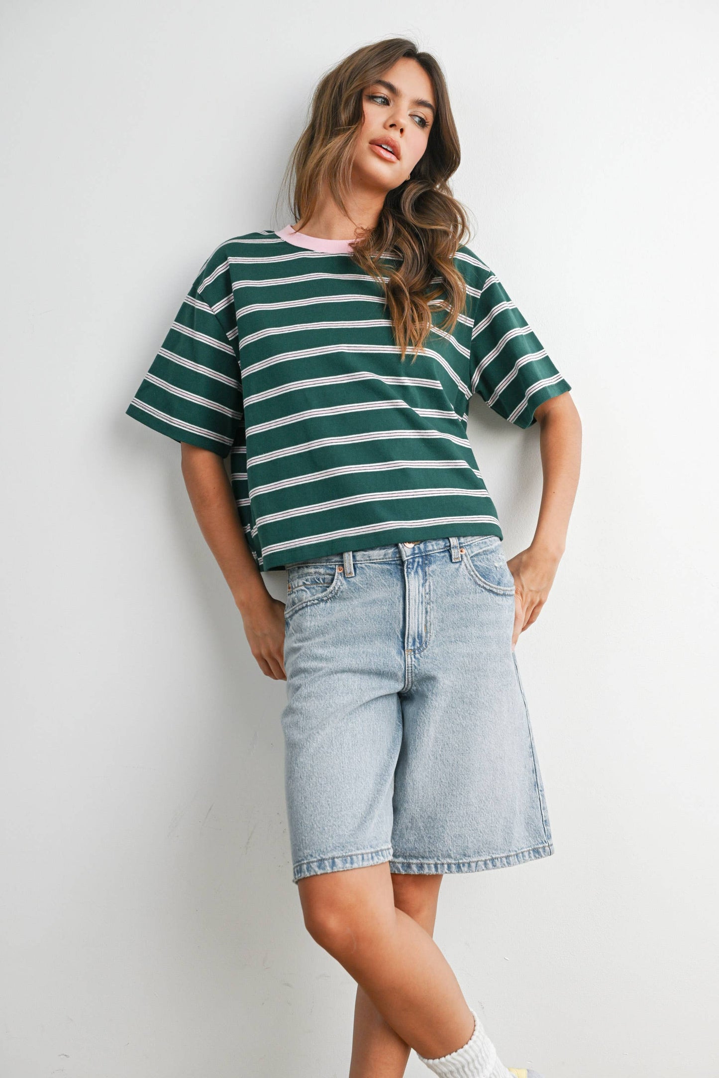 Sam Striped Boxy Cropped T-Shirt