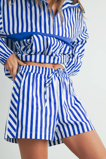 STRIPED DRAWSTRING POCKET BOXER SHORTS