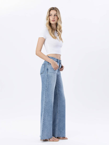 RUBY RAW HEM WIDE JEANS